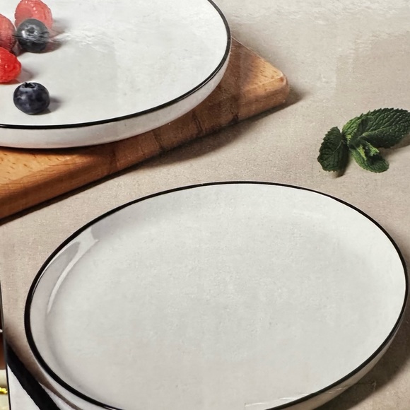 Essentials White Dinnerware With Black stripe NEW Plates 7.75” Salad 4 set - Picture 2 of 5